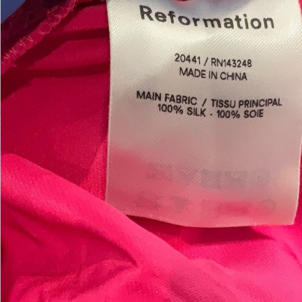 Reformation Gruyere 100% Silk Hot Pink Bandana Y2K Fitted Cami Top Size 10 - Picture 9 of 10